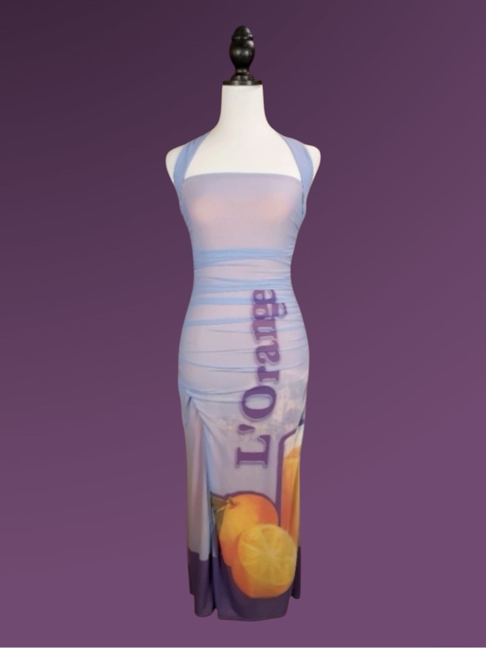 Urban Outfitters Silence + Noise “L’Orange” Graphic Print Mesh Halter Dress M